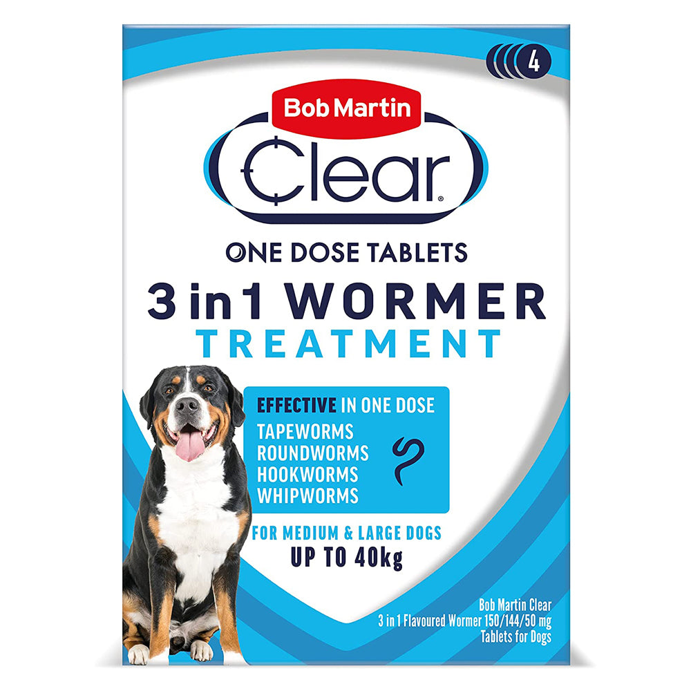 Bob Martin Clear 3 in 1 Wormer Tablets for Dogs Favour Pet Foods