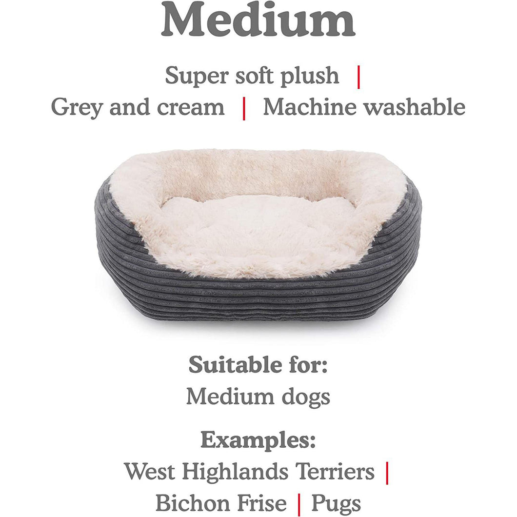 Rosewood Grey Jumbo Cord/Plush Dog Bed